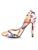 Frauen High Heels Spitzschuh gedruckt Slip auf Pumps Kleid Schuhe