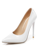 Frauen High Heels Weiß Spitz Stiletto Heel Slip On Pumps Kleid Schuhe