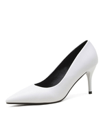 Frauen High Heels White Pointed Toe Stiletto Absatz Slip On Pumps