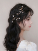Frauen Hochzeit Kopfbedeckung Metall Perle Haarschmuck Golden Bride Headwear