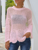 Frauen hohl sexy Pullover Strickwaren unregelmäßiger Saum durchsichtig Langarm-Pullover