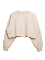 Frauen Hoodie Aprikose Langarm Baumwolle Blend Hooded Sweatshirt Crop Top