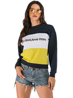 Frauen Hoodie Blau Langarm Color Block Baumwolle Winter Hooded Sweatshirt