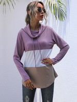 Frauen Hoodie Fuchsia Pink Langarm Color Block Baumwolle Hooded Sweatshirt