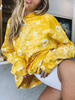 Frauen Hoodie Gelb Langarm Bedrucktes Polyester Hooded Sweatshirt