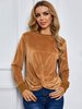 Frauen Hoodie Khaki Langarm Baumwolle Kapuzenpullover