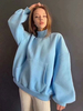 Frauen Hoodie Light Sky Blue Langarm Polyester Hooded Sweatshirt Casual Sport Hoodie