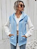 Frauen Hoodie Light Sky Blue Long Sleeves Zwei Ton Ketten Polyester-Kapuzen-Sweatshirt