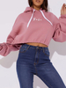 Frauen Hoodie Pink Long Sleeves Polyester Kapuzen Sweatshirt Hoodie