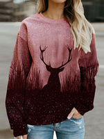 Frauen Hoodie Rosa mit langen Ärmeln gedruckt Kordelzug Polyester Kapuzen-Sweatshirt