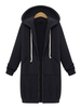 Frauen Hoodie Schwarz Langarm Baumwolle Blend Hooded Sweatshirt Wintermantel