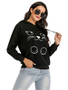 Frauen Hoodie Schwarz Langarm Bedrucktes Polyester Winter Hooded Sweatshirt