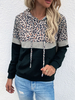 Frauen Hoodie Schwarz Lange Ärmel Farbblock Paspeln Polyester Mit Kapuze Sweatshirt