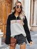 Frauen Hoodie Weiß Langarm Color Block Polyester Hooded Sweatshirt