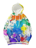Frauen Hoodie Weiß Langarm Tie Dye Muster Kordelzug Kapuzen Sweatshirt
