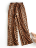 Frauen Hosen Kaffee Brown Leopard Polyester Casual Wide Hose