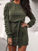 Frauen Hunter Green Bodycon Kleider Langarm Casual Jewel Neck Midi Kleid Etuikleid