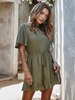 Frauen Hunter Green Jumpsuit Kurzarm Cotton Summer One Piece Outfit
