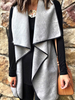 Frauen Jacke Color Block Grau Polyester Layered Casual Ärmellose Frauen Top