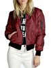 Frauen Jacke Juwel Hals Halsreißverschluss Polyester Taschen Rote Frauen Outwear