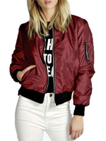Frauen Jacke Juwel Hals Halsreißverschluss Polyester Taschen Rote Frauen Outwear