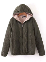 Frauen Jacke Kapuze Baumwolle Burgund Wintermäntel Oberbekleidung