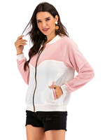Frauen Jacke Pihnk Jewel Neck Langarm Farbblock Polyester Wintermäntel