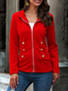 Frauen Jacke Stand Kragen Knöpfe Langarm Polyester Frauen Top