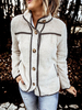 Frauen-Jacke Stehkragen langen Ärmeln Buttons Faux Fur Buttons Frauen Outfit