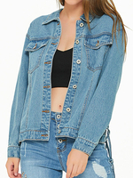 Frauen Jacke Turndown Kragen Langarm Knöpfe Denim Mäntel Cowboy Jacke