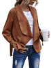 Frauen Jacke Turndown Kragen Schnüren Khaki Polyester Frauen Top