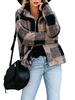 Frauen Jacke Umlegekragen Knöpfe Plaid Flanell Jacke