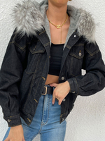 Frauen Jacken Black Hooded Button Casual Taschen Schwarze übergroße Jacke
