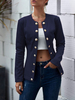 Frauen Jacken Jewel Neck Casual Buttons Street Wear Dark Navy Jacke für Frauen