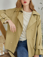 Frauen Jacken Khaki Turndown Kragen Langarm Front Button Street Wear Jacken