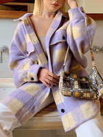 Frauen Jacken Turndown Kragen Plaid Front Button Tweed Jacke für Frauen