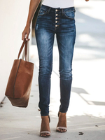 Frauen-Jeans Kühle Baumwolle Blau gestickte dünne Art und Weise lange Jeans