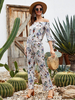 Frauen Jumpsuit Aprikose Bateau Hals Halbarm Polyester Sommer One Piece Outfit