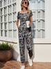 Frauen Jumpsuit Hunter Green Jewel Neck Kurzarm Polyester Loose Summer Playsuit