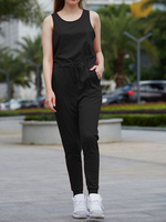 Frauen Jumpsuit Jewel Neck Ärmelloses Sommer One Piece Outfit