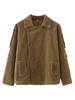 Frauen Kaffee Brown Jacken Turndown Kragen Front Button Casual Street Wear Jeansjacke