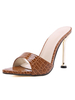 Frauen Kaffee Brown Slipper Spike Heel Peep Toe Leder Pantoletten
