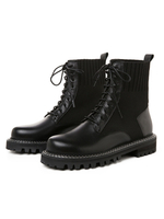 Frauen Kampfstiefel Lederstiefel Rindsleder Schnürschuhe