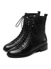 Frauen Kampfstiefel Rindsleder echte Leahter Chunky Heel Schnürstiefeletten