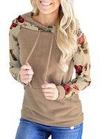 Frauen Kapuzenpullis mit langen Ärmeln und floral bedruckten Taschen Kapuzenpulli