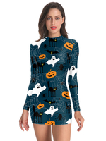 Frauen Karneval Kostüm Kostüme Dark Navy Stretch Kleid Polyester Bodycon Holidays Kostüme