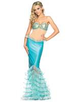 Frauen Karneval Kostüm Kostüme Hell Himmelblau Sexy Meerjungfrau BH Polyester Set Feiertage Kostüme