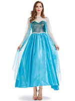 Frauen-Karneval Kostüm-Kostüme Hellhimmelblau Elegante Polyester Zwei-Ton-Kleid Urlaub Kostüme