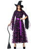 Frauen Karneval Kostüm Kostüme Hexe Lila Erwachsene Galaxy Print Retro Layered Sash Polyester Partykleid Feiertage Kostüme