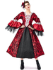 Frauen Karneval Kostüm Kostüme Red Royal Layered Kopfbedeckung Polyester Blumendruck Kleid Urlaub Kostüme